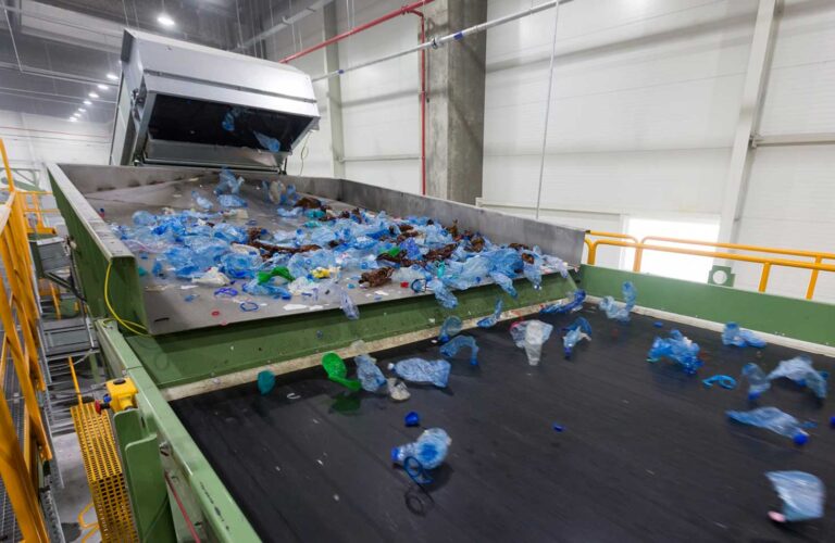 Plastic recycling at factory